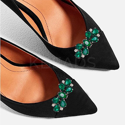 4Pcs 2 Style Flower Glass Rhinestone Shoe Decoration AJEW-AR0001-79B-1