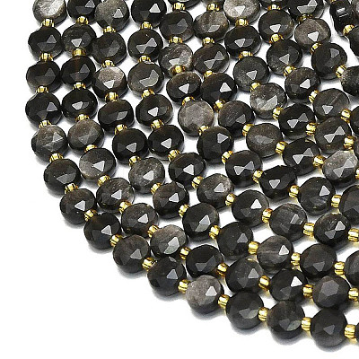 Natural Silver Obsidian Beads Strands G-C116-A55-02-1