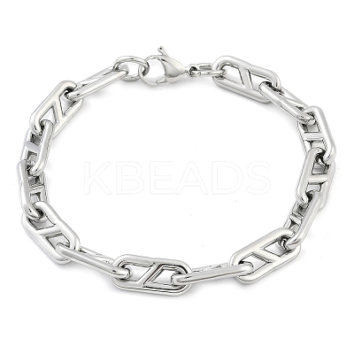 304 Stainless Steel Oval Link Chain Bracelets for Women Men BJEW-F488-49B-P-1