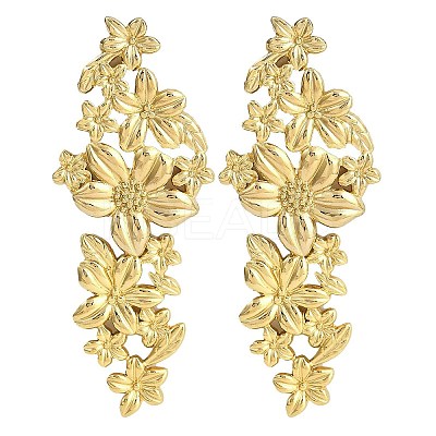 304 Stainless Steel Flower Stud Earrings EJEW-K294-03G-1