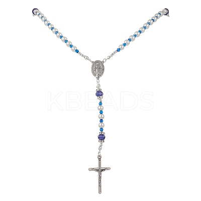 Acrylic & Glass Rosary Bead Necklaces NJEW-JN04605-1