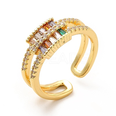 Cubic Zirconia Rectangle Open Cuff Ring KK-H439-29G-1
