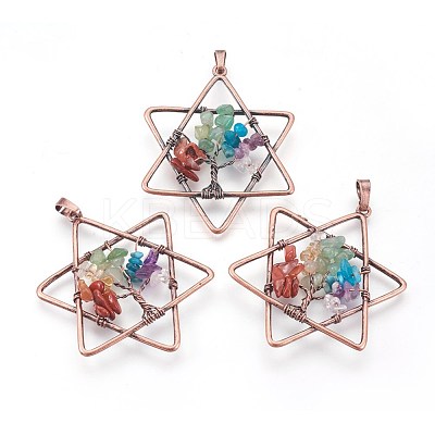 Natural & Synthetic Mixed Gemstone Chakra Big Pendants G-I212-02B-1