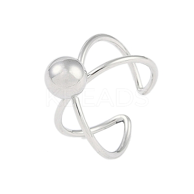 Non-Tarnish 304 Stainless Steel Round Open Cuff Ring RJEW-C097-06P-1