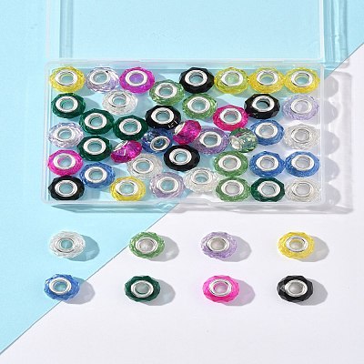 48Pcs 8 Colors Handmade Glass European Beads GLAA-FS0002-14-1