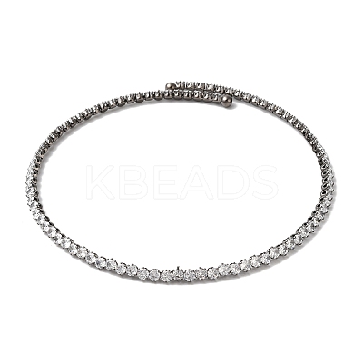 Rack Plating Brass Cubic Zirconia Elasticity Necklaces NJEW-S425-01B-1