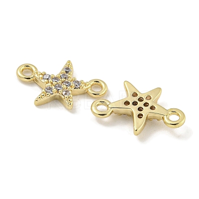 Brass Micro Pave Clear Cubic Zirconia Connector Charms KK-Q820-42G-1