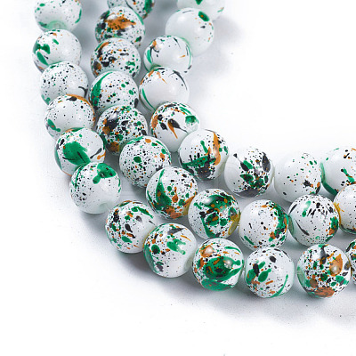Opaque Baking Painted Glass Beads Strands GLAA-L024-A-25-1