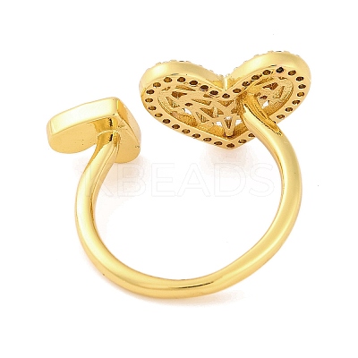 Brass Micro Pave Clear Cubic Zirconia Open Cuff Rings RJEW-U009-04G-1
