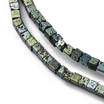 Electroplated Natural Lava Rock Beads Strands G-A256-B01-01B-1