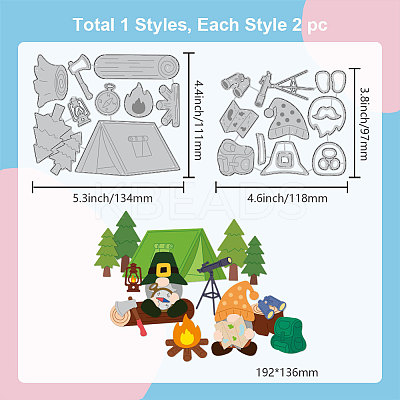 Camping Theme Carbon Steel Cutting Dies Stencils DIY-WH0309-1425-1