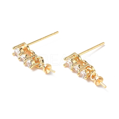 Brass Glass Rhinestone Stud Earring Findings KK-B063-12G-1