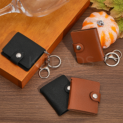 4 Sest 2 Colors 2 Inch Leather Cover Mini Photocard Holder Book AJEW-CA0003-95-1