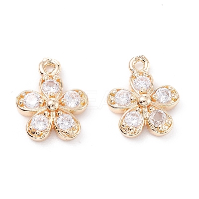 Rack Plating Brass Cubic Zirconia Charms X-ZIRC-C026-12LG-1