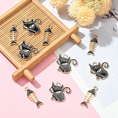 10Pcs 2 Styles Alloy Enamel Pendants ENAM-YW0003-15-1