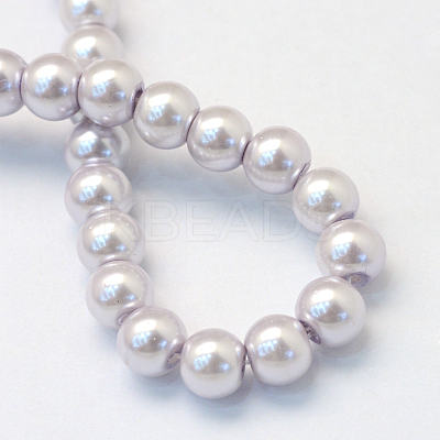 Baking Paint Pearlized Glass Pearl Round Bead Strands HY-Q003-10mm-25-1