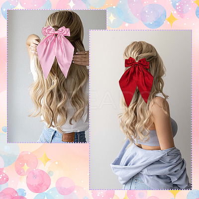 5Pcs 5 Colors Bowknot Polyester Hair Barrettes PHAR-SP0001-18A-1