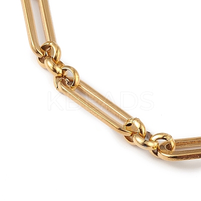 Ion Plating(IP) 304 Stainless Steel Figaro Chain Bracelet for Women X-BJEW-G669-21G-1