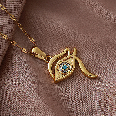 Vintage 304 Stainless Steel Glass Eye of Ra Pendant Necklaces for Women EQ3909-1