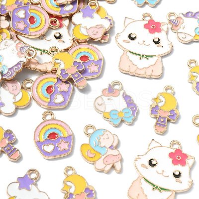60Pcs 6 Styles Alloy Enamel Pendants ENAM-CJ0004-90-1