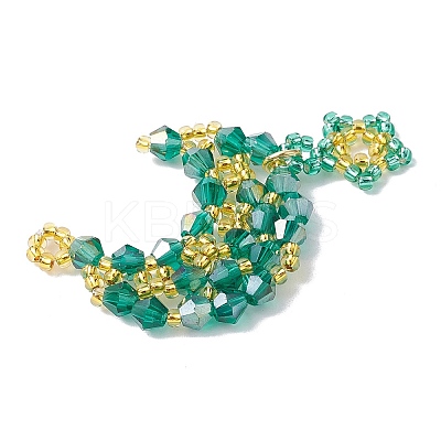 Imitation Austrian Crystal 5301 Glass & TOHO Round Seed Beaded Pendant PALLOY-MZ00179-03-1