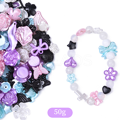 50G 5 Colors Acrylic Pearly Lustre Beads OACR-YW0002-62-1