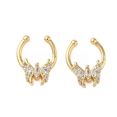 Brass Pave Clear Cubic Zirconia Circular/Horseshoe Barbell Nose Rings EJEW-D337-18E-G-1