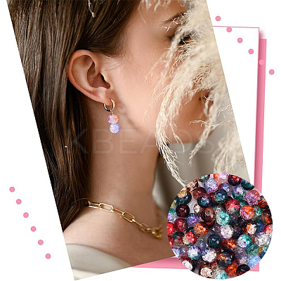 DIY Round Crackle Glass Beads Bracelets Making Kits DIY-YW0016-06-1