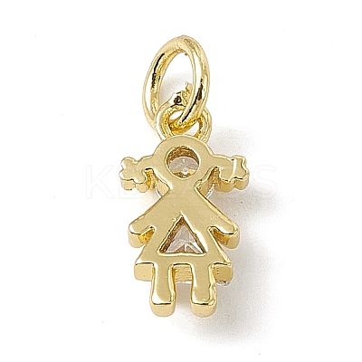 Brass Micro Pave Cubic Zirconia Charms ZIRC-F132-22G-1