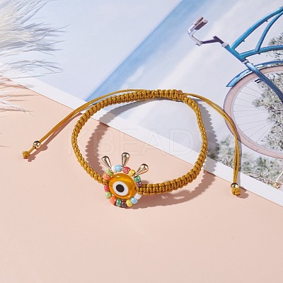 Big Evil Eye Braided Bead Bracelet BJEW-JB07109-02-1