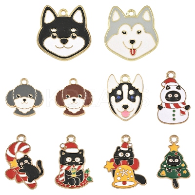 10Pcs 10 Styles Alloy Enamel Pendants ENAM-YW0006-99-1