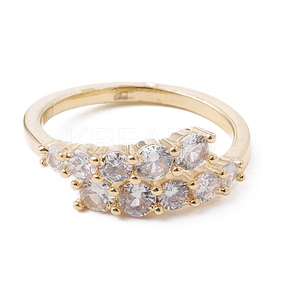 Clear Cubic Zirconia Open Cuff Ring RJEW-F124-04G-1