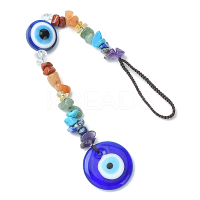Gemstone Chip Beaded Pendant Decorations HJEW-JM01129-02-1