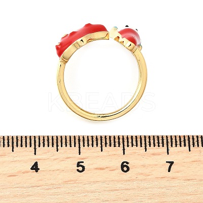Brass Enamel Cuff Open Rings for Women RJEW-F184-10B-G-1