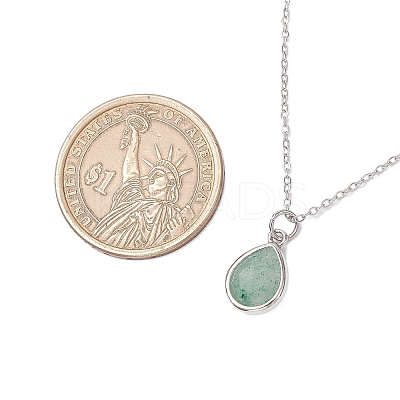 Teardrop Faceted Natural Mixed Stone Pendant 304 Stainless Steel Cable Chain Necklaces for Women NJEW-JN05288-1