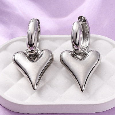 Heart Brass Hoop Earrings EJEW-D322-12P-01-1