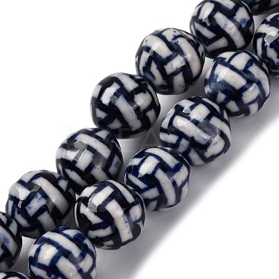 Handmade Blue and White Porcelain Beads Strands PORC-I027-01E-1