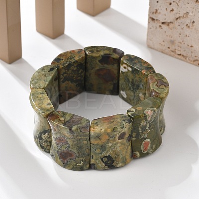 Natural Kambaba Jasper Beads Rectangle Beaded Stretch Bracelet BJEW-Q012-02A-1