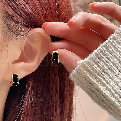 Brass Enamel Hoop Earrings FS-WG3C3EB-03-1