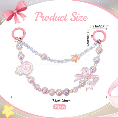 2Pcs Lollipop Bowknot Acrylic Pendant Decorations DIY-BBC0002-27-1