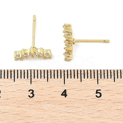 Brass Micro Pave Clear Cubic Zirconia Stud Earrings EJEW-R016-26G-15-1