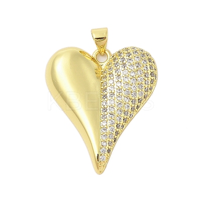 Heart Rack Plating Brass Micro Pave Cubic Zirconia Pendants KK-Z074-54G-1