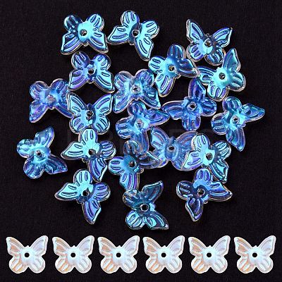 Transparent Spray Painted Glass Charms GLAA-YW0003-14-1