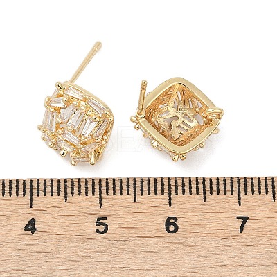 Brass Micro Pave Cubic Zirconia Stud Earring Findings LS-KK-Z094-11G-1