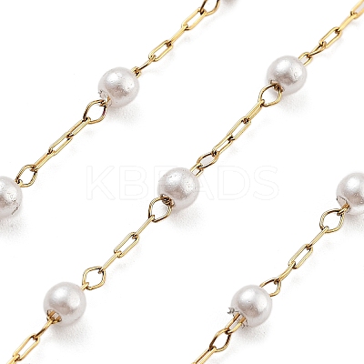 Handmade Round ABS Imitation Pearl Beaded Chains CHS-P019-09A-G-1
