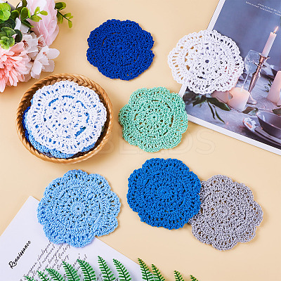 12Pcs 6 Colors Handmade Polyester Cotton Table Mats AJEW-MB0001-08-1