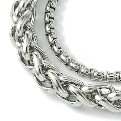 Alloy Wheat Chain & Box Chain Bracelets for Women Men BJEW-C069-01A-P-1