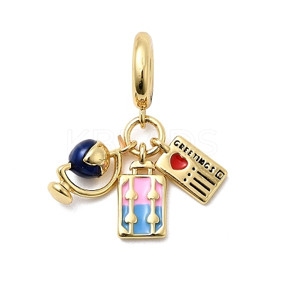 Brass Enamel Colorful European Dangle Charms KK-C138-10G-1