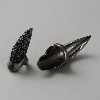 Alloy Rhinestone Women Finger Nail Rings RJEW-WH0002-24B-1
