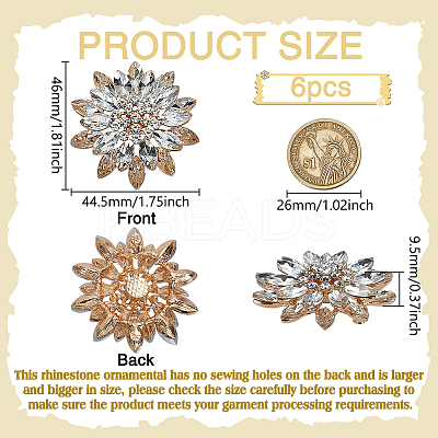 6Pcs Alloy & Glass Cabochons FIND-FG0004-60B-1